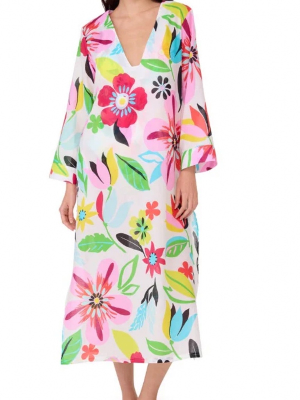 Kate Spade V-Neck Maxi Cover Up - Safari Floral sz L NWT $175R